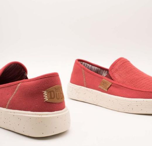 Zapatos Dude SUNAPEE textil rojo